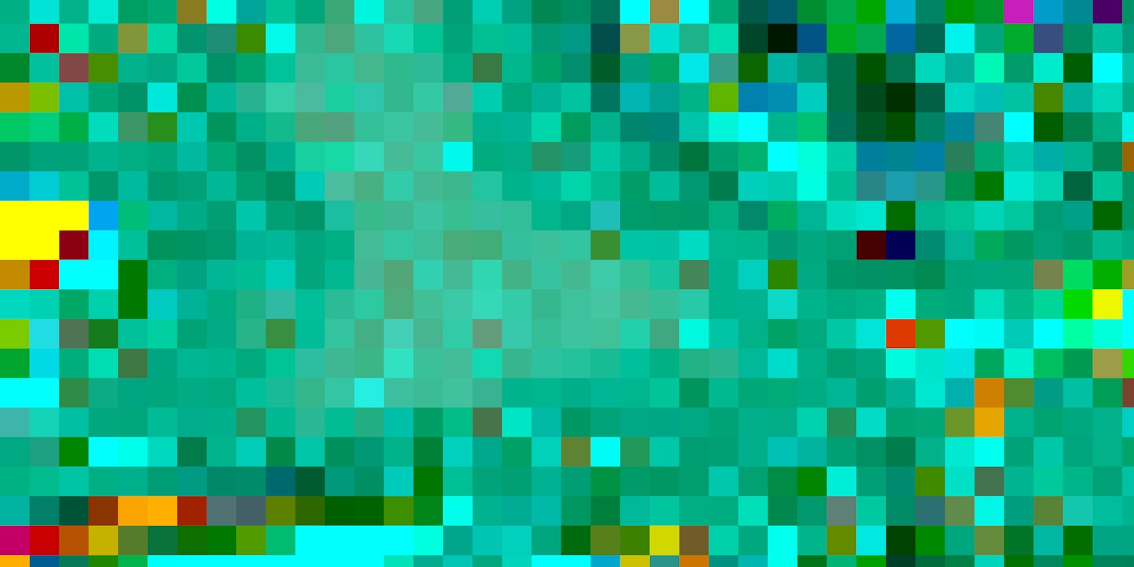 Buntes Pixelmosaik aus türkisfarbenen und gelben Quadraten