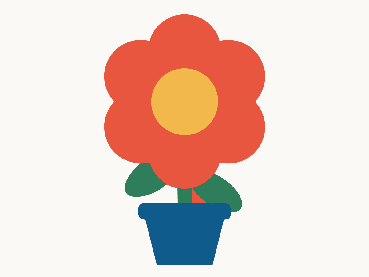Dasselbe Motiv als Vektordatei: dieselbe Blume mit sauberen, glatten Kanten, aus fünf Farbebenen aufgebaut.